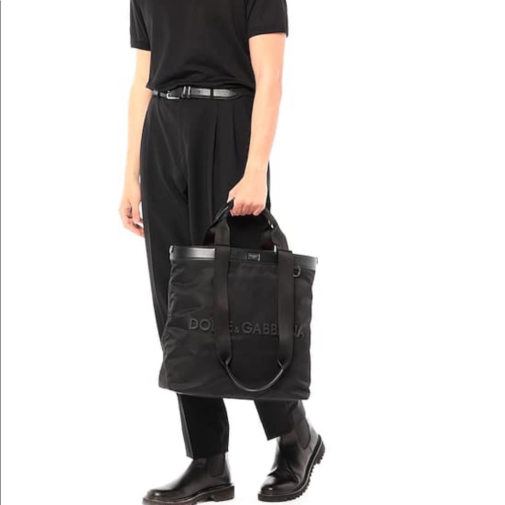 Dolce & Gabbana Men Nylon Tote With Logo Letteting